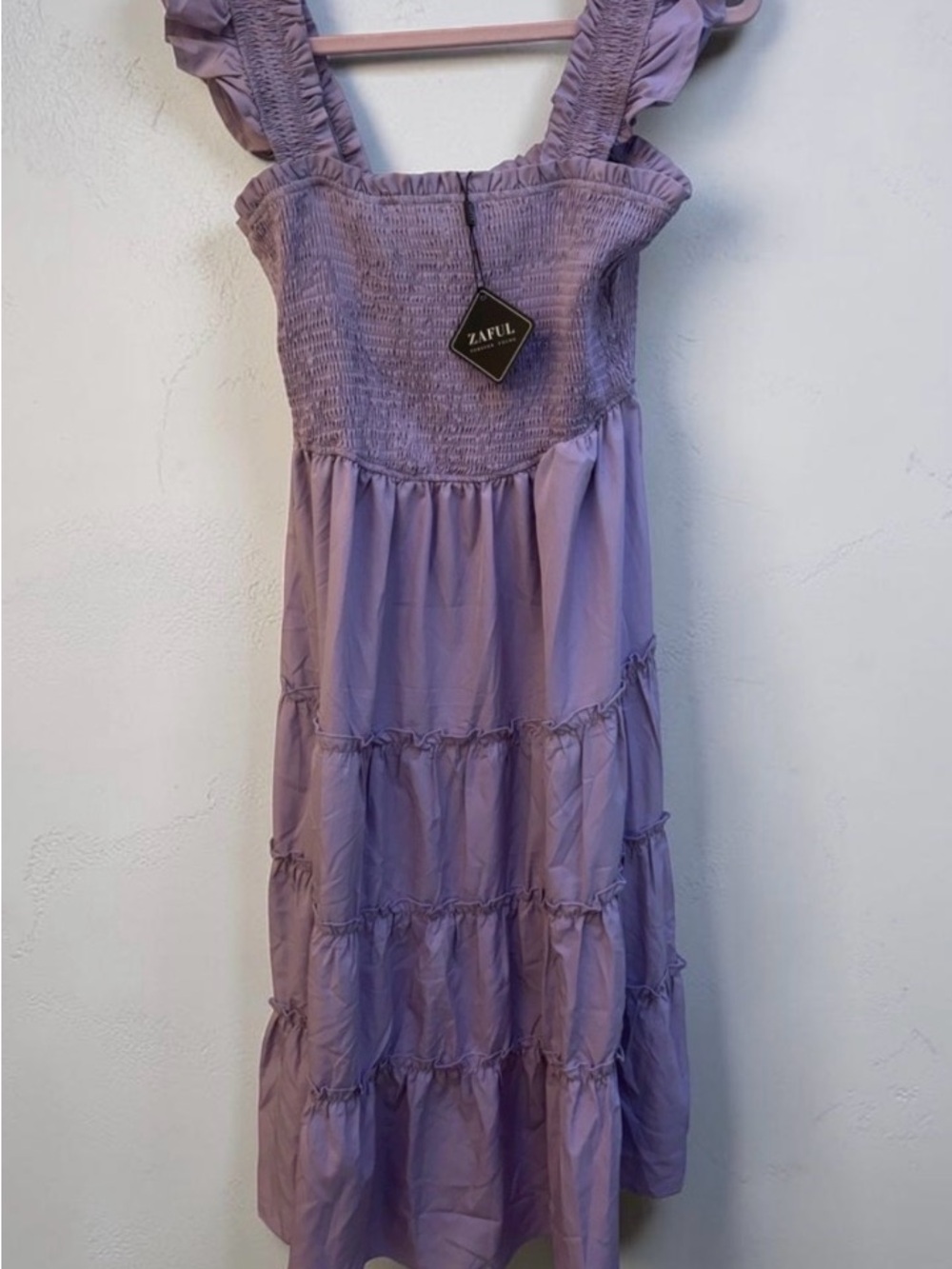 Zaful Lavender Smocked Tiered Ruffle Dress
